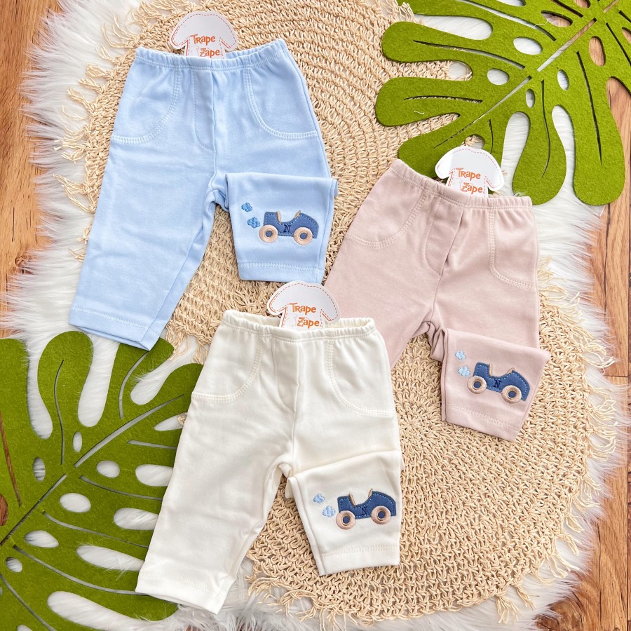 Kit 3 Calças - Um, Dois, Três e Já! - Azul Bebê, Off White e Areia
